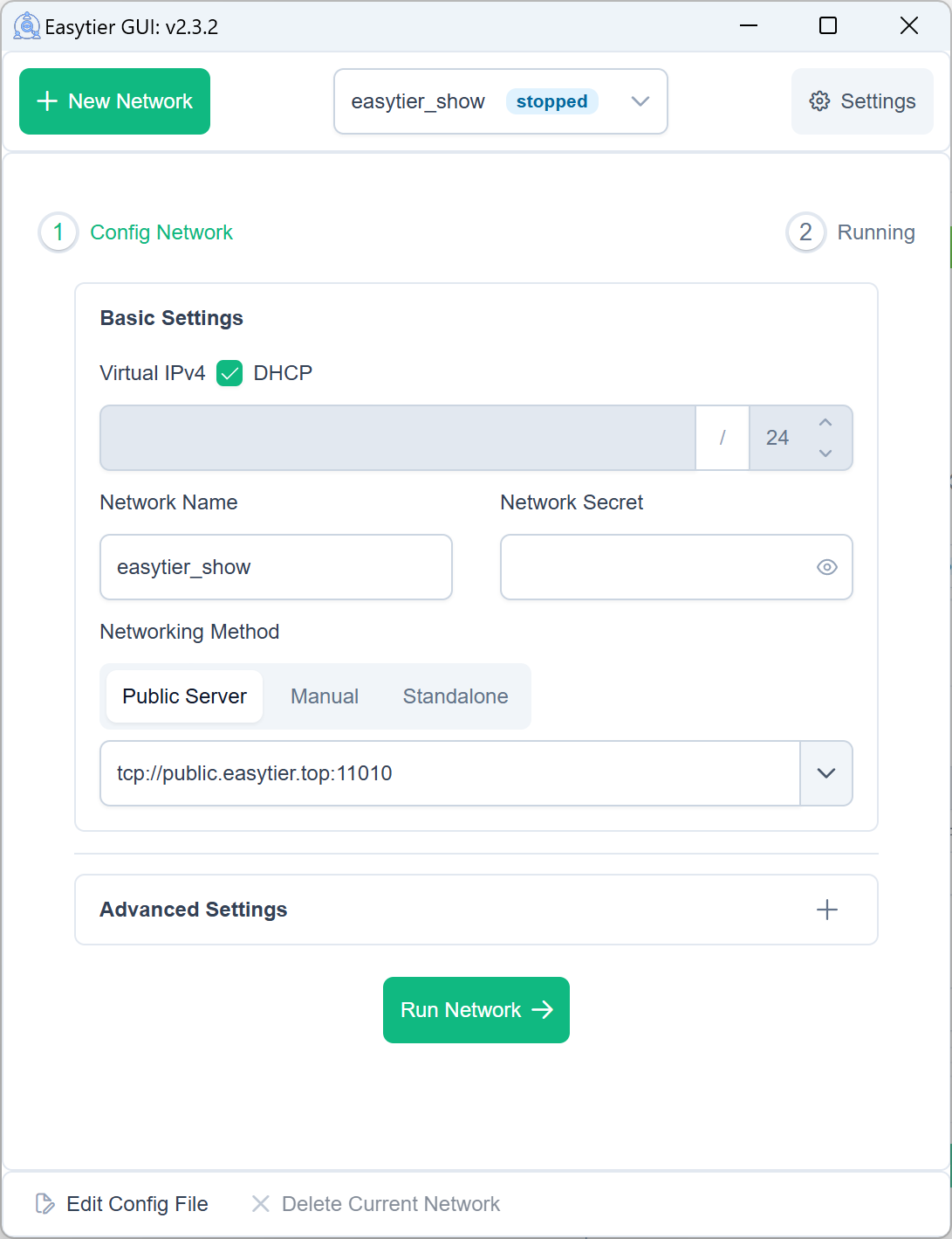 config page